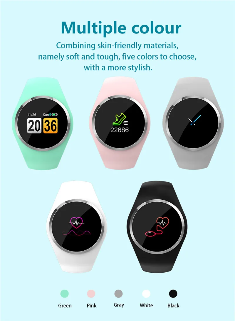 2019 Fashion Women&Girl Waterproof Bluetooth Smart Watch Heart Rate Fitness Tracker For iOS Android
