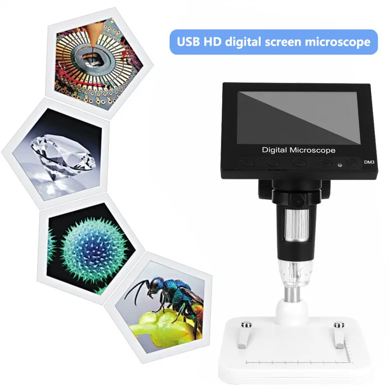 Цифровой Микроскоп USB Водонепроницаемый Профессиональный Электронный Микроскоп экран микроскоп 4,3 дюймов дисплей DM3 1000x мониторинг
