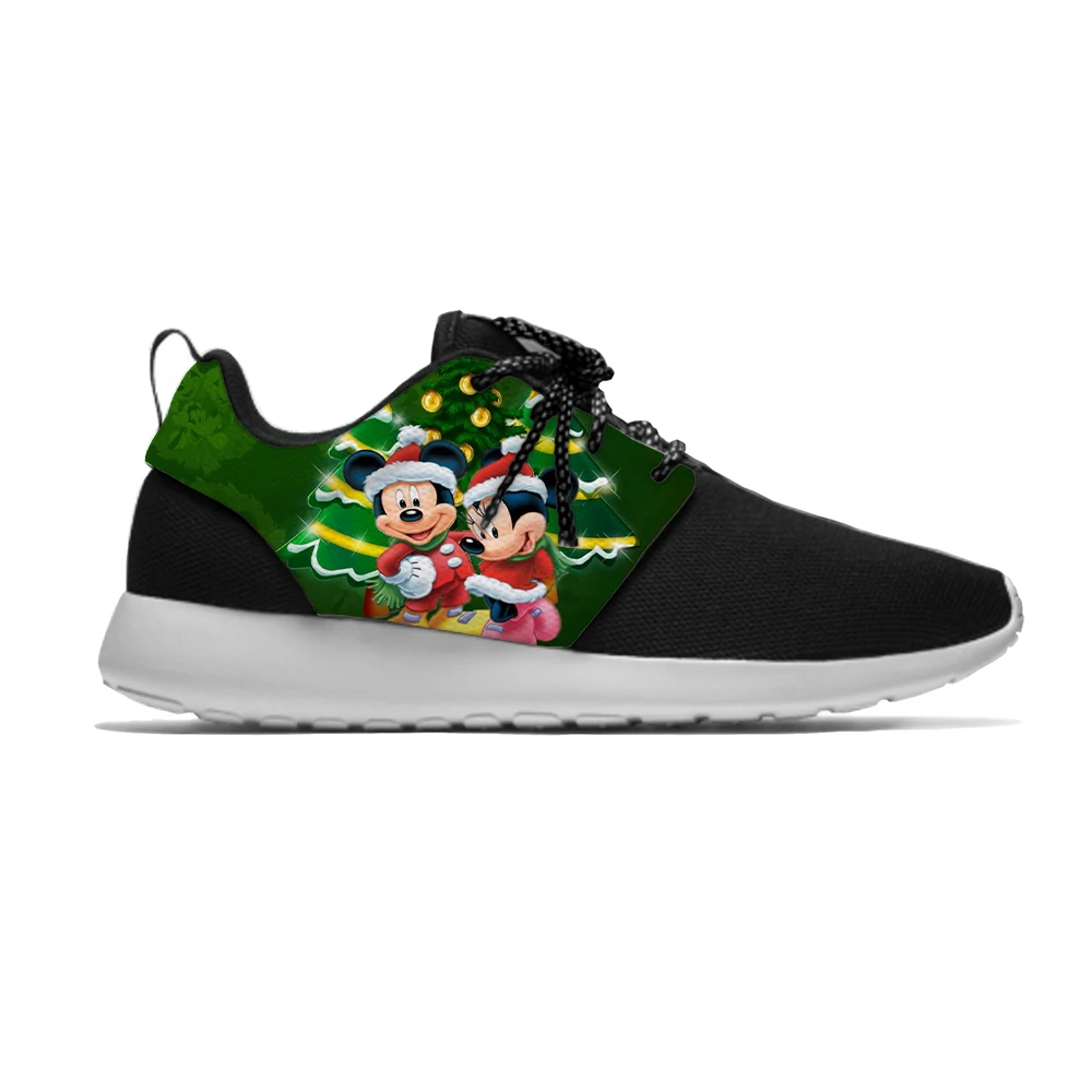 Mickey Minnie Mouse Рождественская популярная детская обувь с 3D принтом Микки Мауса Для мальчиков и девочек, детские кроссовки из дышащей легкой сетки для бега - Цвет: Mickey Minnie Mouse