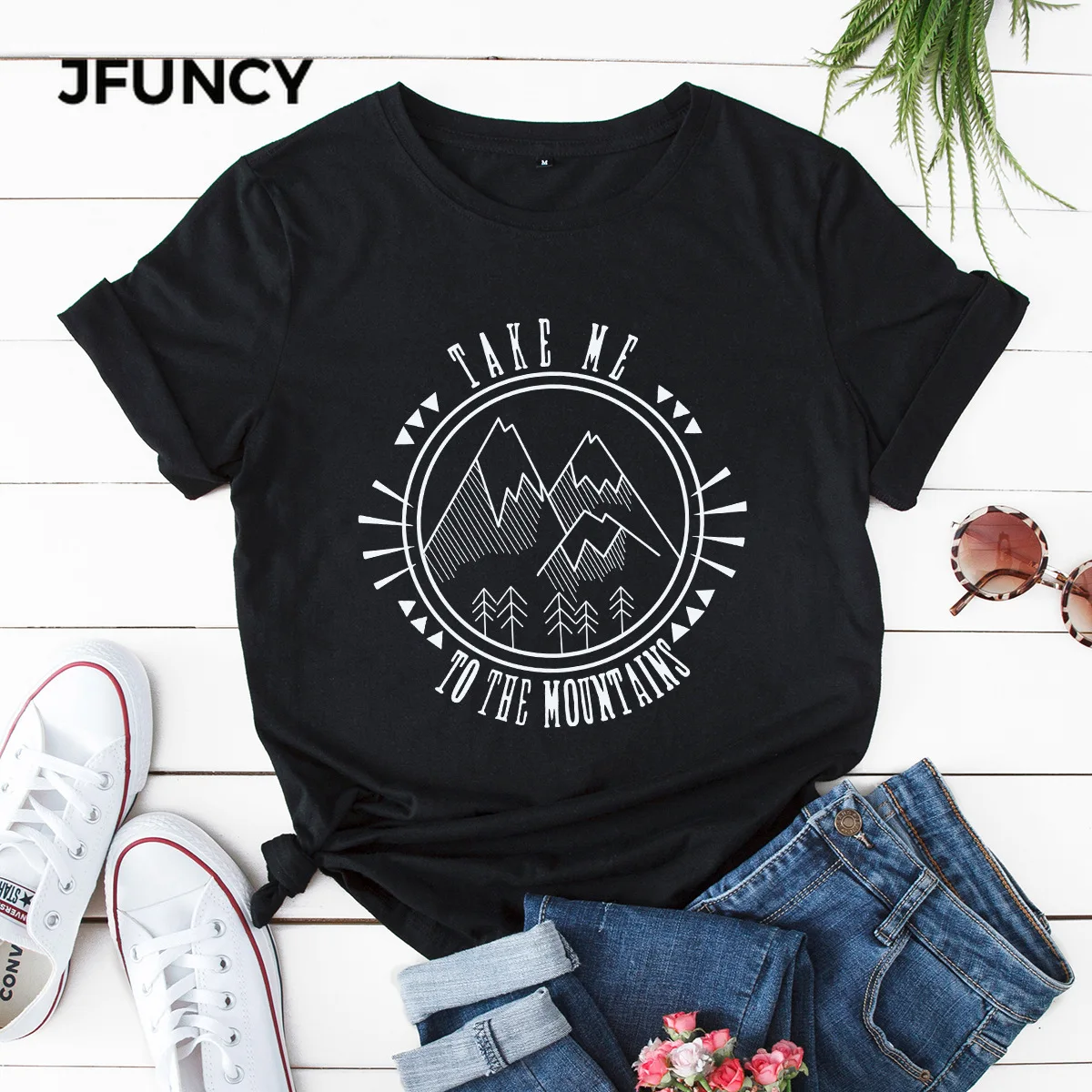 Женская футболка JFUNCY новые хлопковые футболки с принтом женские топы женская