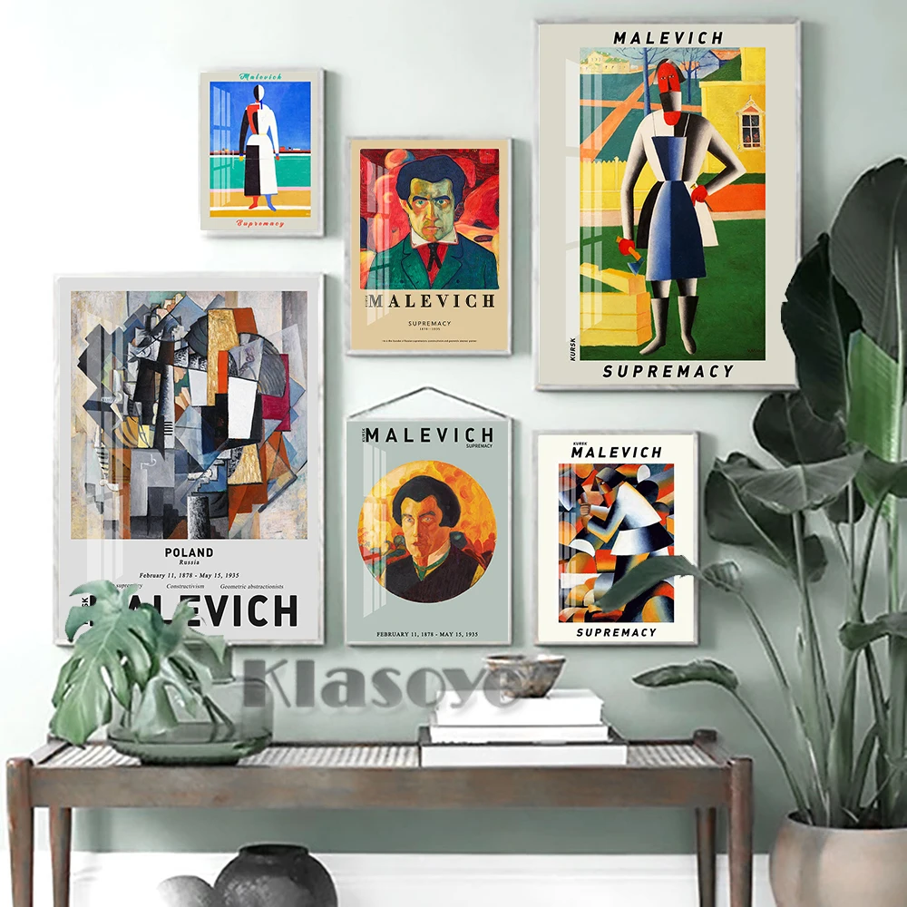 Kazimir Malevich Sovrmatismo Mostra Museo Stampa Poster Naive Art Autoritratto Retro Tela Pittura Soggiorno Decorazioni Per La Casa