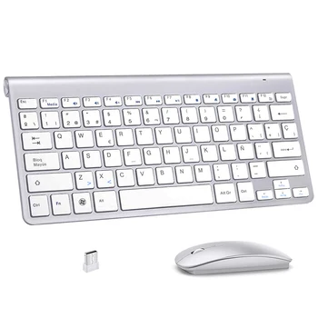 Spanish layout Wireless Keyboard and Mouse 2.4G Slim Compact Quiet Small Keyboard Mouse Combo for Windows Laptop PC