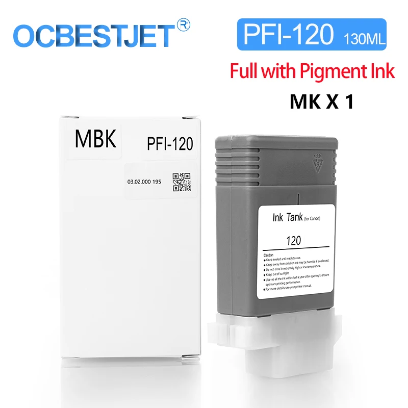 Ocbestjet Pfi120 Pfi120 Cartuchos de Tinta Compatíveis para Canon Tm200 Tm205 Tm300 Tm305 Tm200 205 300 305 com Tinta Pigmentada