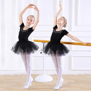 

2019 Short sleeve Children Kids Dancing Ballet Tutu Dress Girls Tulle Ballet Dancewear Dress Leotard Ballerina Dancing Clothes