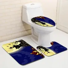 Тыква фонарь Хэллоуин занавеска для душа для ванной коврики для туалета крышка коврик для ванной водонепроницаемый полиэстер ванная комната с крючками украшения