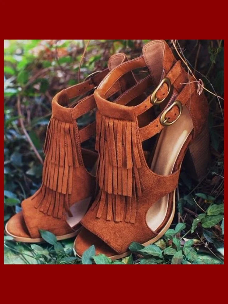 Woman Tassel High Heel Sandals