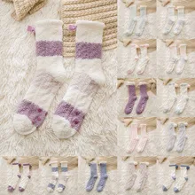 Зимние забавные носки; модные домашние мягкие носки-тапочки для женщин и девочек; теплые зимние носки для сна; W1218
