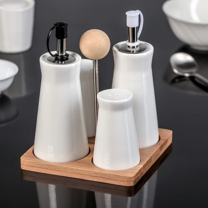 Set for spices Estet, 4 items: salt shaker, pepper shaker, 2