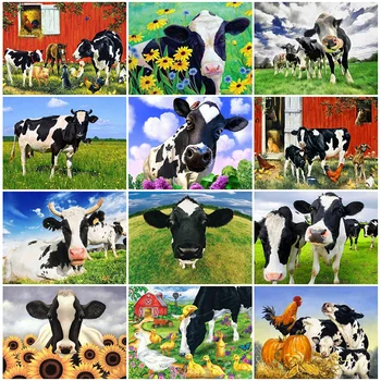 

HUACAN Full Square Diamond Painting Cattle Diamond Art Embroidery Animal Mosaic New Arrival Home Decorations Handmade
