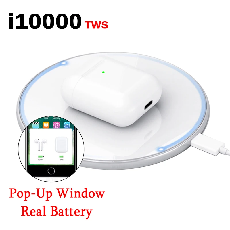 

i10000 TWS Pop up 1:1 Replica Separate use Wireless Earphone Wireless Charging Bluetooth 5.0 Earphones Bass Earbuds PK i60 i500