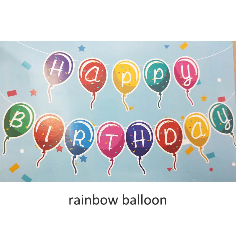 rainbow balloon Гирлянда баннер «С Днем Рождения» Бумага флаг 3 м День рождения поставки Baby Shower украшение висит декор - Цвет: rainbow balloon