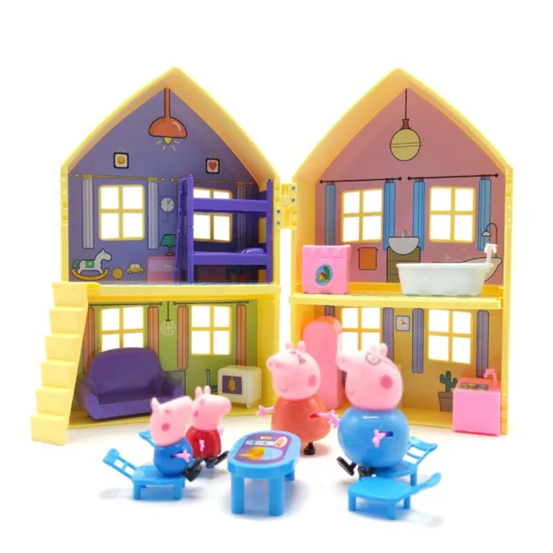 Peppa Pig-figuras de acción de doble cara para niños, juguetes educativos de Pvc para niños