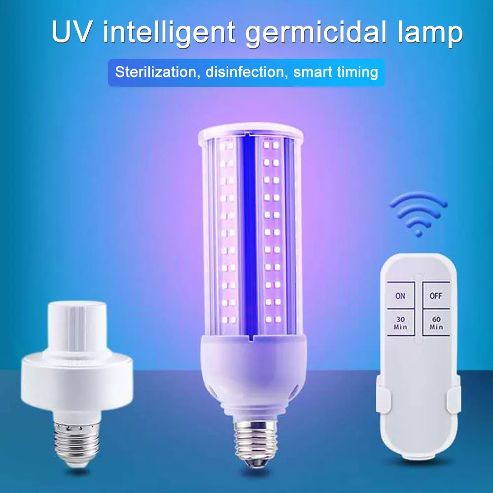

18W-40W UV Germicidal Light Ozone UVC Ultraviolet Sterilizing Bulb E27 Remote Control timing Killing Virus Mite Bacteria