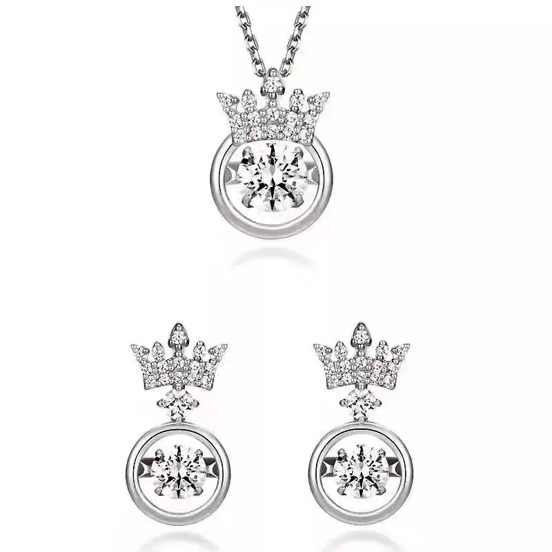 

Hot Selling Crown Smart Necklace Ear Stud Fine Silver S925 Will Beat Heart Accessories Fashion Jewelry Heartbeat Silver Necklace