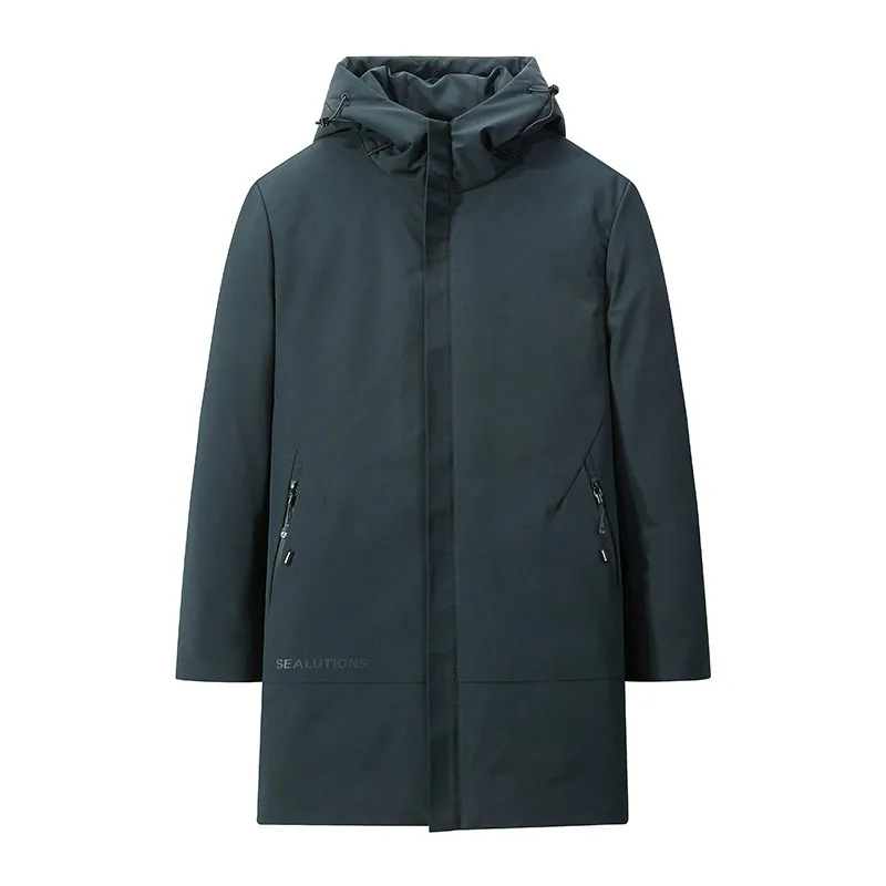 Dark Green Зимние Для Мужчин's 90% куртка на гусином пуху, мужская мода, Бизнес Пуховики на гусином пуху Для мужчин дутая куртка с капюшоном длинное пуховое пальто-парка JK-853 - Цвет: Dark Green
