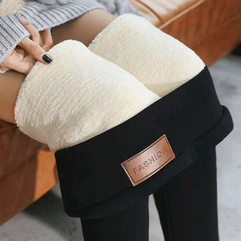hot sale Warm Women's Plus Velvet Winter Leggings Ankle-Length Keep Warm Solid Pants High Waist Large Size Women Leggings