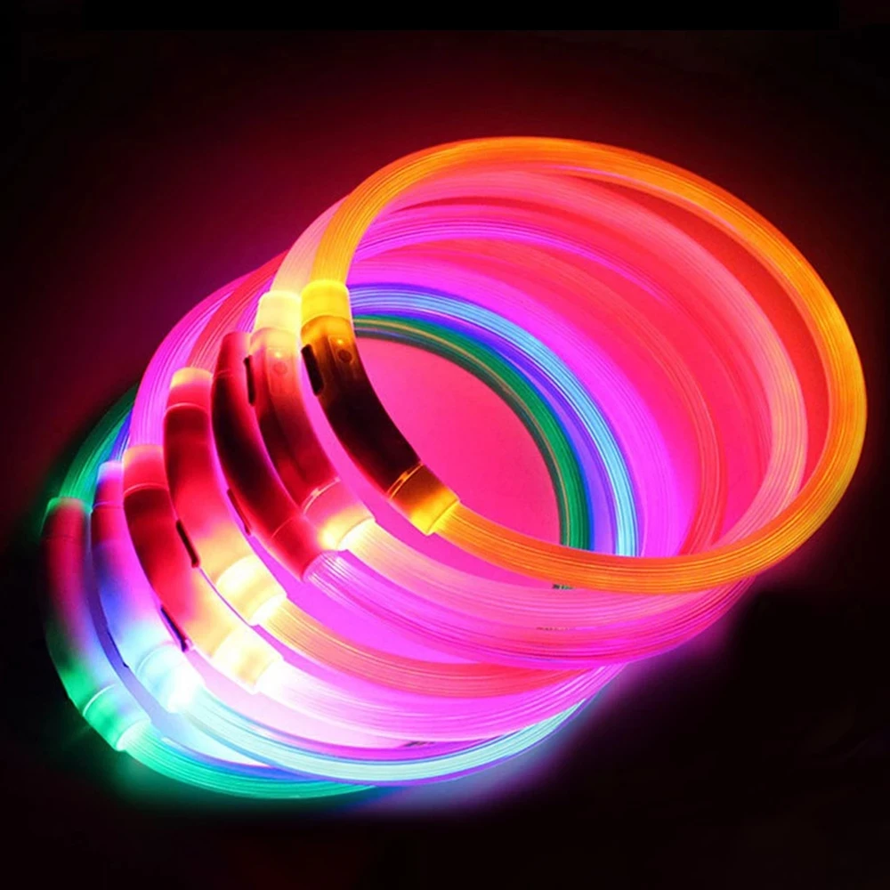 LED USB Dog Collar Rechargeable Flashing Night Collars Safety Glowing Luminous Pet Supplies | Дом и сад