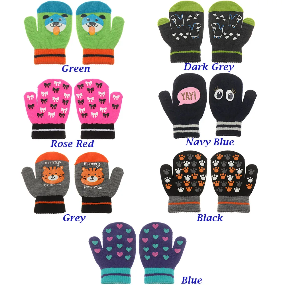 1 пара детских рукавиц с рисунками животных из мультфильмов, теплые перчатки для маленьких мальчиков и девочек, перчатки на полный палец, зимние аксессуары с защитой от царапин