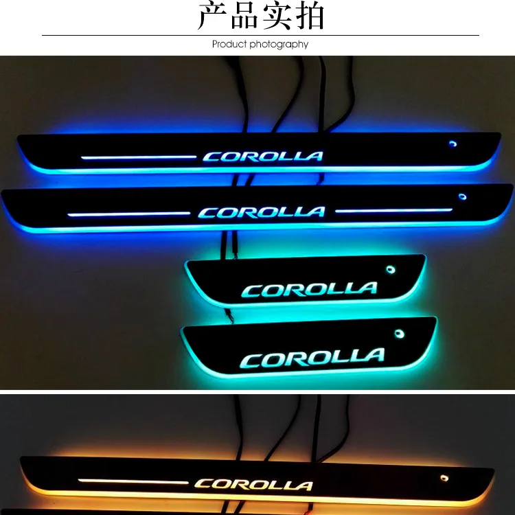 Corolla Индуктивный не сломанная линия СВЕТОДИОДНЫЙ Красочный стример динамическая подсветка Руководство Добро пожаловать подсветка для подножки включены порог для автомобиля
