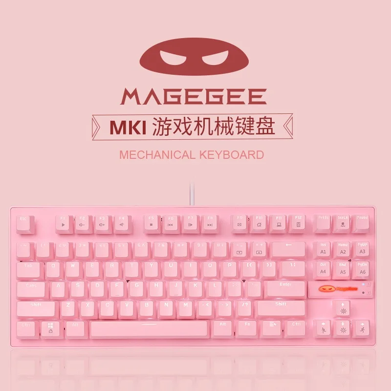 Magegee-Teclado mecánico para ordenador portátil y PC, teclado rosa para  chicas, interruptor verde, 87/104 teclas - AliExpress