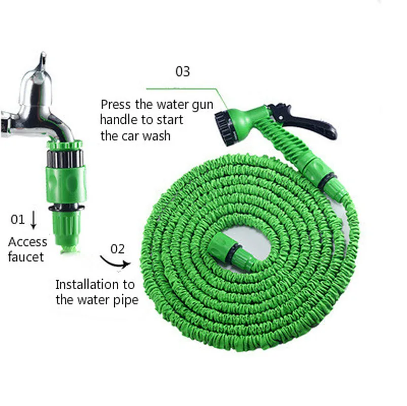 25FT-250FT Garden Hose Expandable Magic Flexible Water Hose EU Hose Plastic Hoses Pipe With Spray Gun To Watering Car Wash Spray
