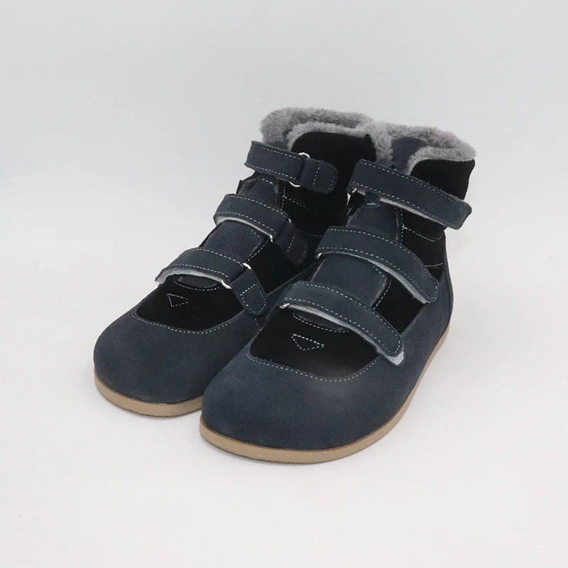 TipsieToes Top Brand Barefoot Genuine Leather Baby Toddler Girl Boy Kids Shoes For Fashion Winter ZigZig Sole Boots