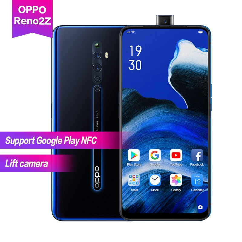 OPPO Reno 2 Z 6 5 &quotAMOLED Global Rom Поддержка NFC Google Playstore Super VOOC3.0 4000 мАч камер 48MP отпечатков