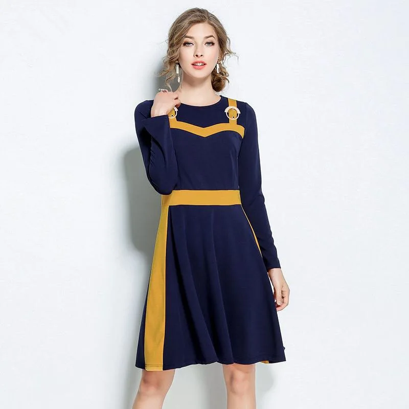 

2018 Autumn And Winter New Style Europe And America Fat Mm Plus-sized 200 Loose-Fit Slimming Waist Hugging Dress