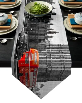

London Building Big Ben Vehicle Table Runner Table Flag Home Party Decorative Tablecloth Table Runners
