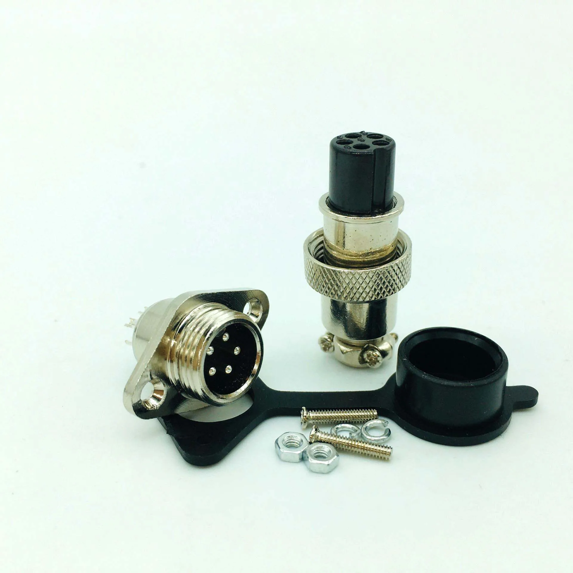 

3 Set 12mm GX12 5 Pin Aviation Socket Plug Male Female M12 Circular Wire Panel Cable Connector with Plastic Dust Cap Lid screw