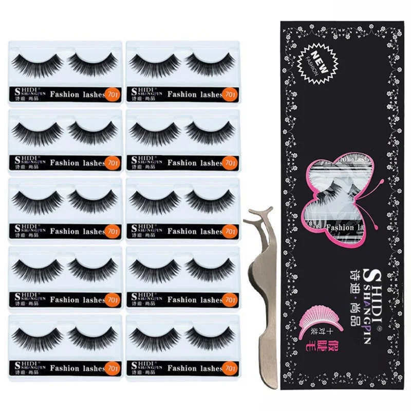 Hotsale 10pairs 3D False Eyelashes Curling Slender Natural Handmade 1.3cm Fake Eye Lashes Makeup Tool Maquiagem | Красота и здоровье
