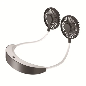 

Portable Fan Mini USB Fan Hand Free Personal Fan Hanging Neck Sport Fan Wearable USB Desktop Fan 5200MAh Gray