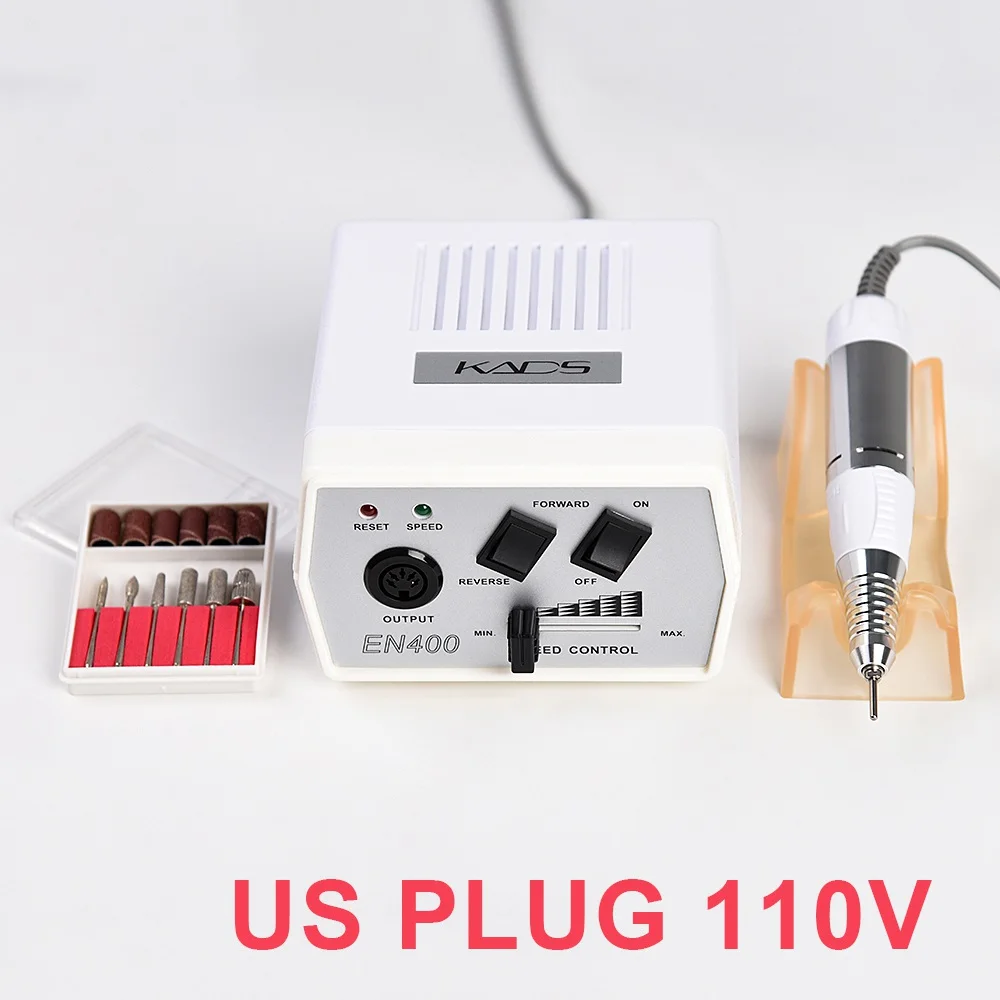 White-110V Электрическая дрель KADS 30000 об/мин, Машинка для педикюра, дрель с ручкой, набор сверл для ногтей, черная дрель, ручка, инструменты для маникюра - Цвет: White-110V