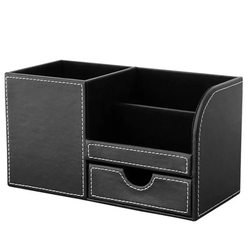 

1pcs PU Leather Multi-function Desk Stationery Organizer Storage Box Pen/Pencil,Cell phone, Business Name Cards Remote Control H
