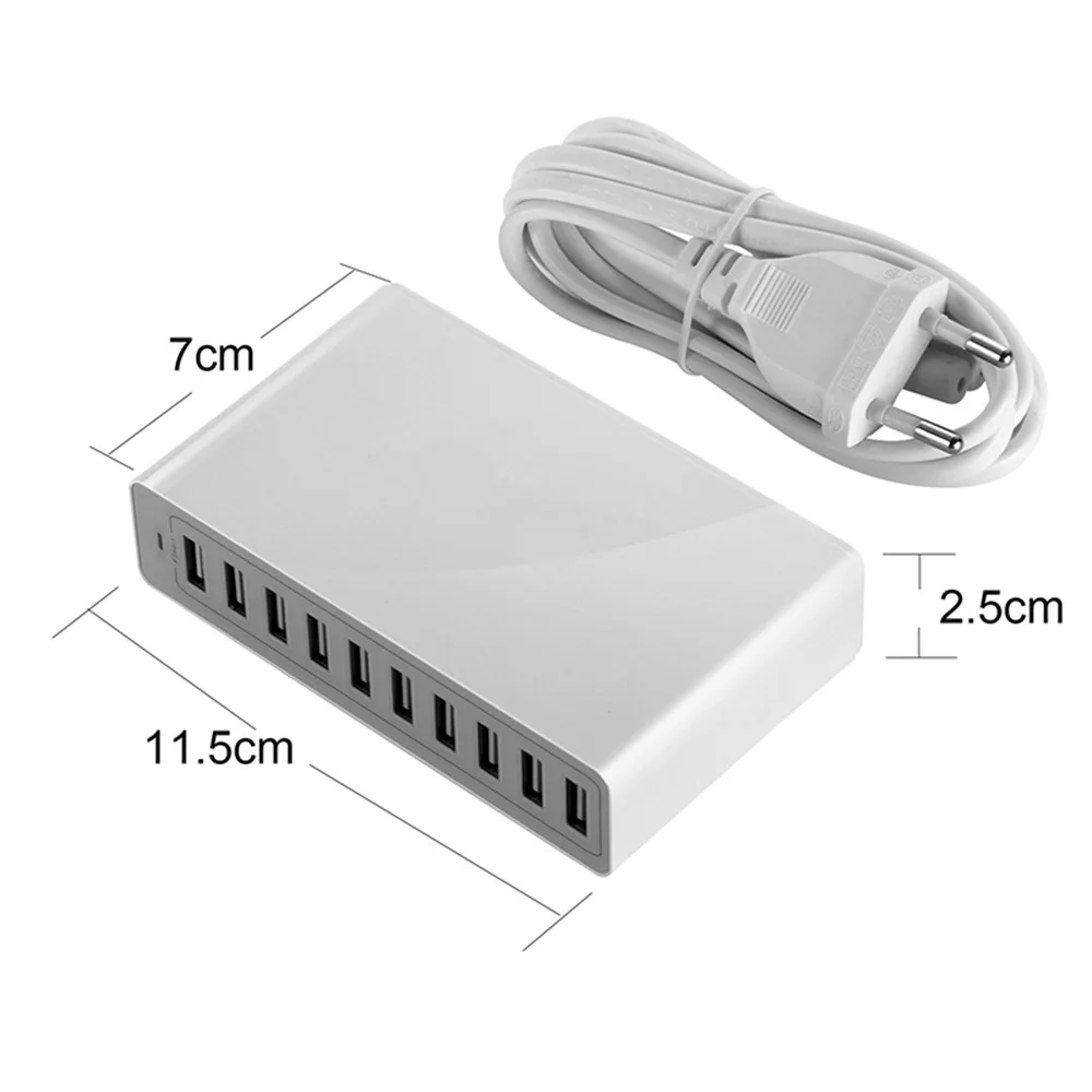 Универсальный 10 Порты и разъёмы USB Зарядное устройство 50 Вт несколько адаптер быстрой зарядки 5V 10A умная быстродействующая Зарядка для iPhone huawei с кнопка включения лампы