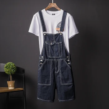 

Summer Siamese overalls male Japanese retro tooling denim shorts Slim Korean version of the overalls tide