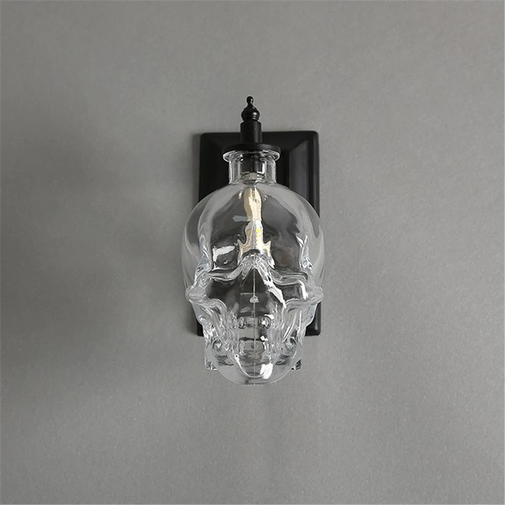 Nordic Loft Industrial Light Designer Retro Skull Glass Wall Lamp Vintage Bracket Lights Corridor Decor Lamps LED Illumination