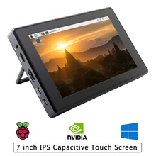 Écran tactile 7 pouces framboise Pi 4B/3B +/3B écran LCD 1024x600 IPS avec support de boîtier(China)