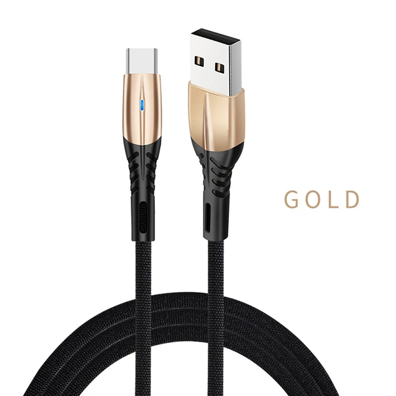 Быстрое зарядное устройство 8pin Micro usb type C для iPhone X 7 8 XS XR Xiaomi huawei samsung s9 s6 s8 зарядный кабель для передачи данных USBC провод 1 м - Цвет: Золотой
