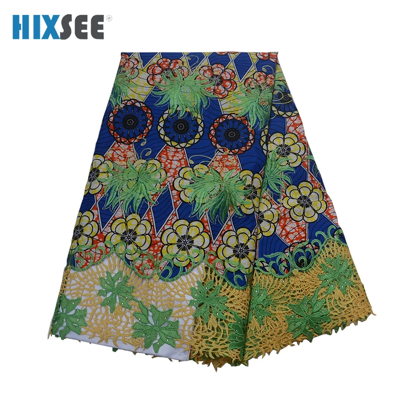 Королевский синий воск Анкара вышивка хлопок швейцарская кружевная ткань с гипюровым кружевом Высокое качество сухое кружево Hixsee для нигерийского платья