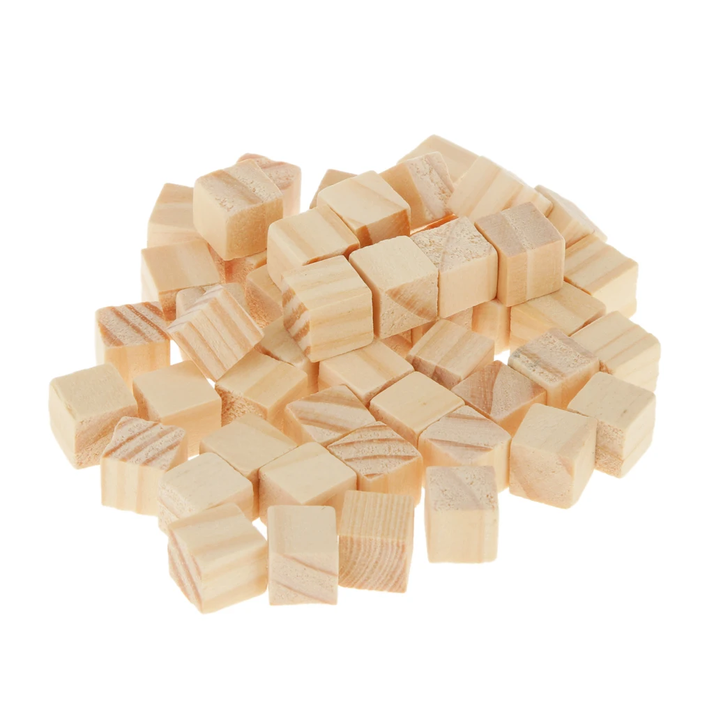Pack of 50 Wooden Cubes, Unfinished Blank Square for Painting,Decorating Art Project