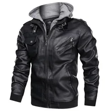 Мужская куртка ретро кожаная куртка на молнии с длинным рукавом Кардиган для мотоциклистов винтажная панк искусственная кожа куртки размера плюс пальто с капюшоном