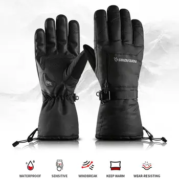 

Unisex Ski Gloves Winter Outdoor Cycling Four-layer Waterproof Pocket Touch Screen Anti-slip Velvet Warm Gloves