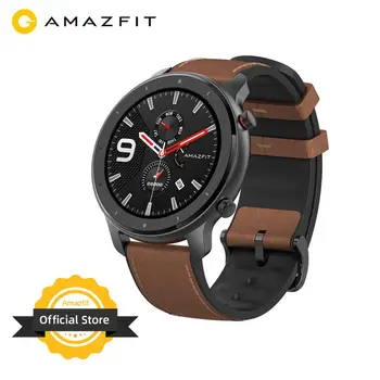 Global Version Amazfit GTR 47mm Smart Watch 5ATM Waterproof Smartwatch 24 Days Battery Music Control Leather Silicon Strap