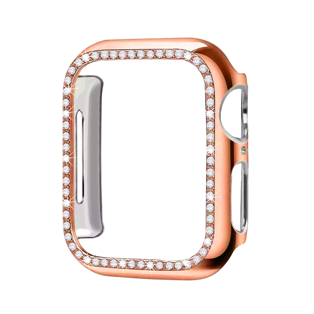 Алмазный чехол для Apple watch band 5 4 3 2 1 чехол 44 мм 40 мм 42 мм 38 мм iwatch band Кристальный защитный бампер - Цвет: Rose gold