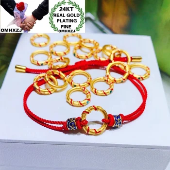 

OMHXZJ Wholesale CA352 European Fashion Hot Fine Woman Man Party Birthday Wedding Gift Circle Beads DIY 24KT Gold Pendant Charm