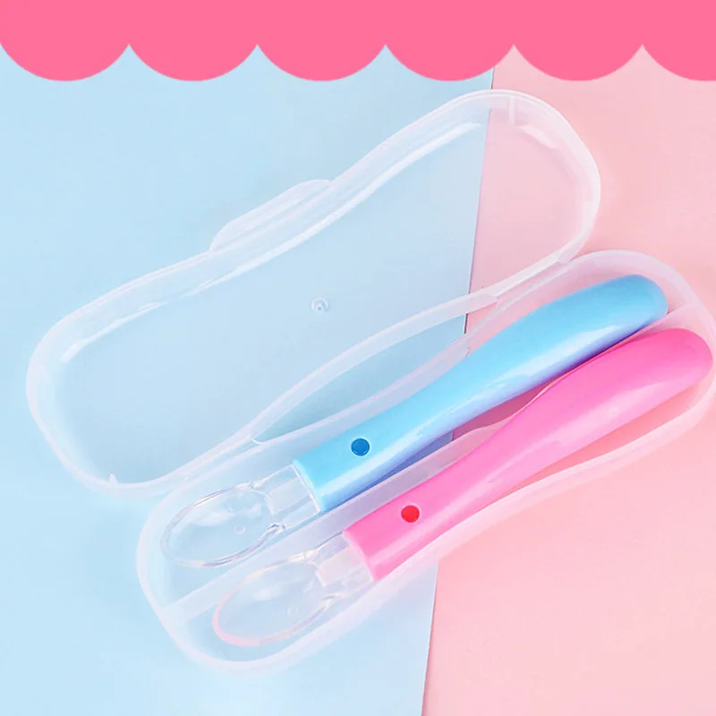 

1Pcs 2 Grids Portable Spoon Fork Organizer Transparent Baby Storage Box Feeding Spoon Container for Travel Infant Supplies PP