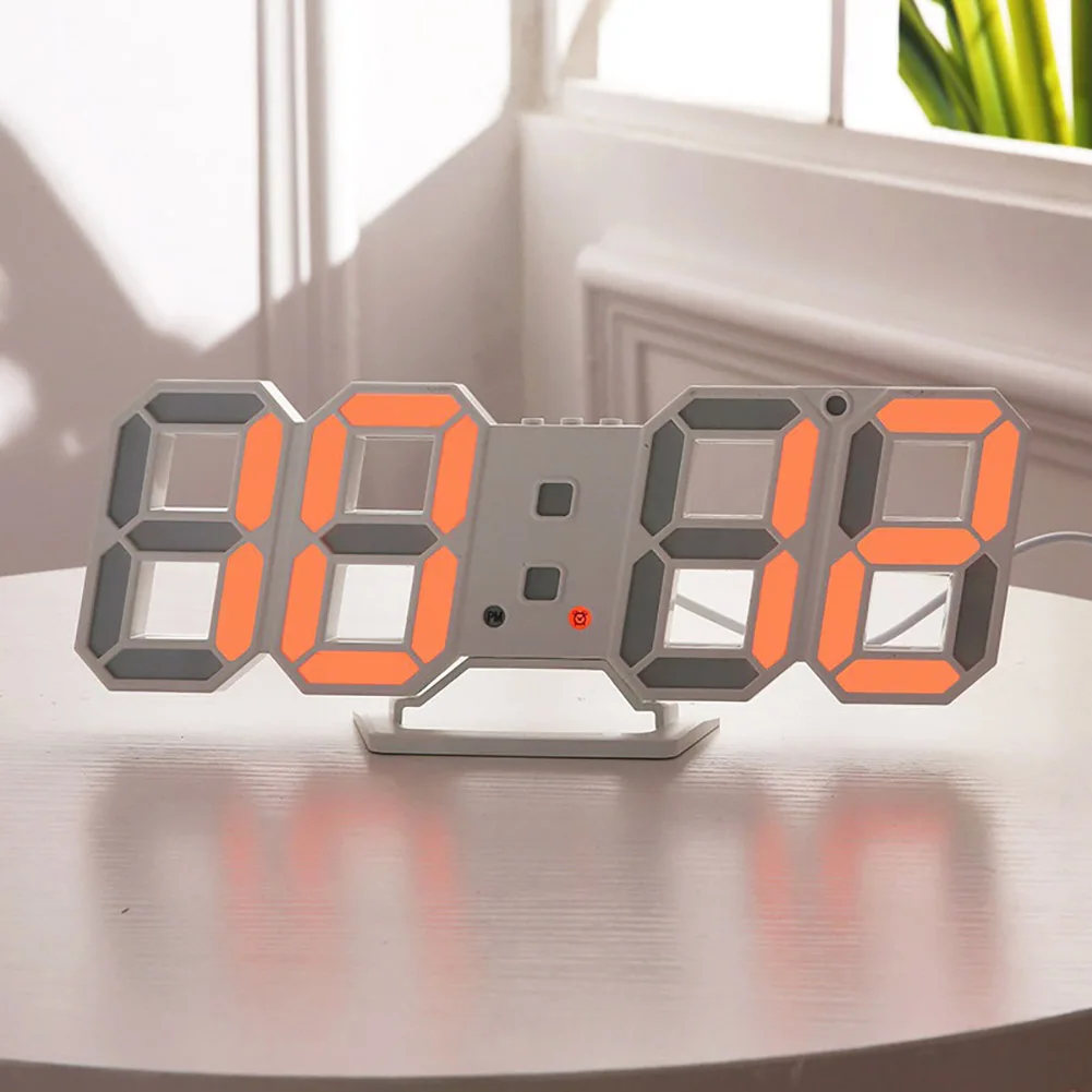 3D светодиодный настенный Современный цифровой Настольный Будильник USB часы для гостиной