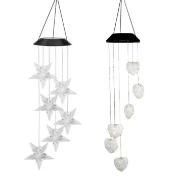 

Solar Lights Wind Bell Light Wind Chime Light Heart Star Fashion Creative Home Outdoor Color Changing Yard Decoration Garden