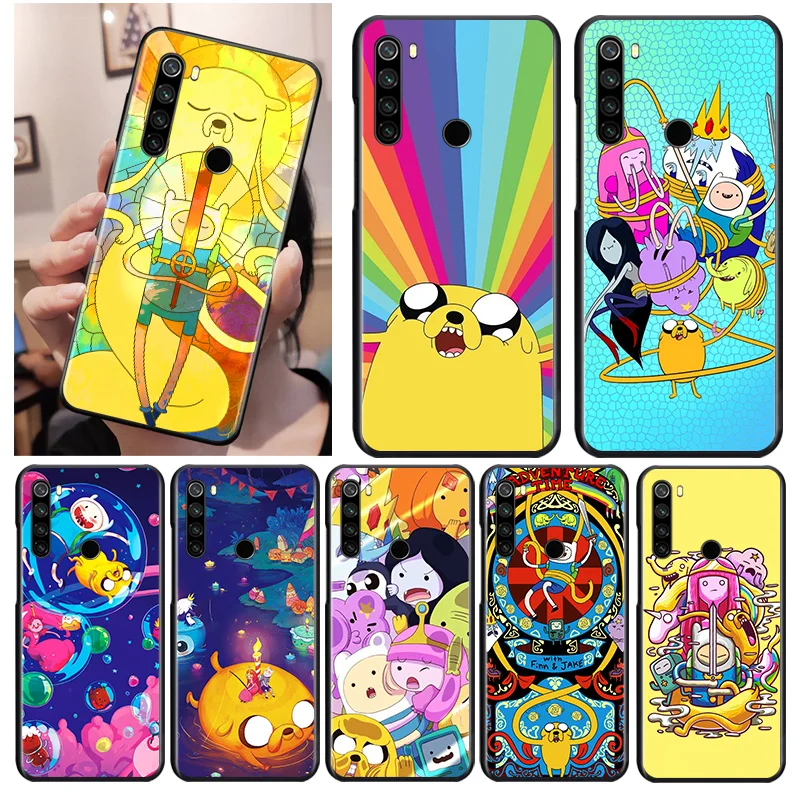 

Adventure Time Finn Jake Black Cover For Xiaomi Redmi Note 9 9S 8T 8 7 6 5A 5 4X 4 Pro Max Soft Phone Case
